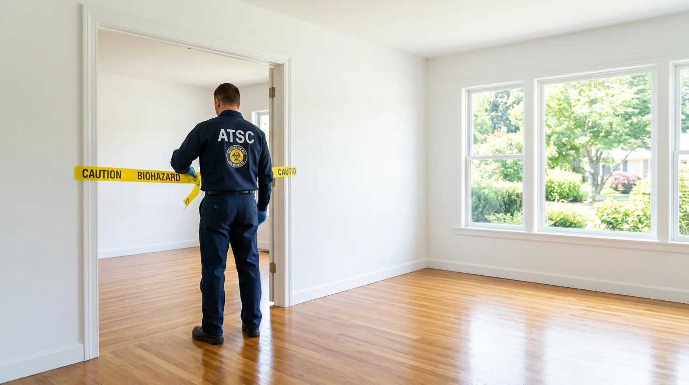 Certified biohazard cleanup crew performing Trauma Scene Cleanup in Winder